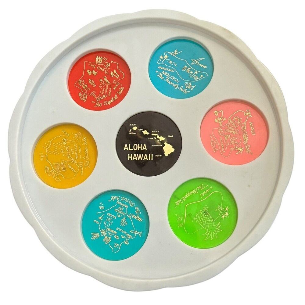 Hawaii VTG Souvenir Plastic Drink Tray Party Maui Kauai Oahu Lanai Tourist READ